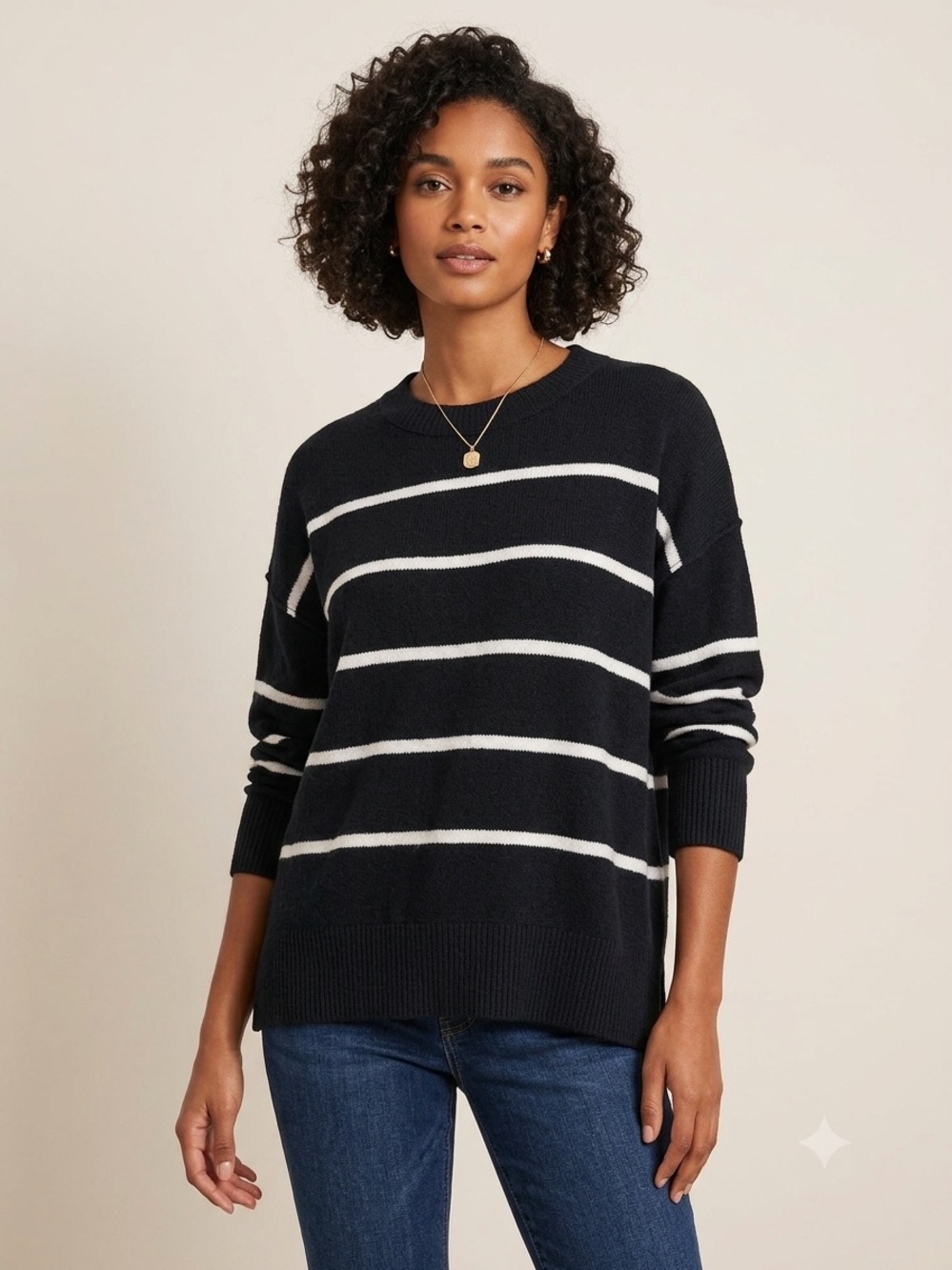 Suggested Title: Aerie Striped Knit Crewneck Sweater - Size M